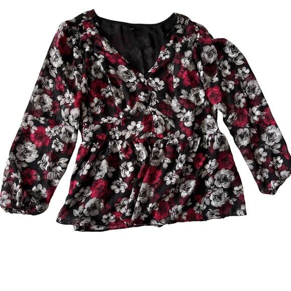 torrid Tops - Torrid Womens Floral‎ Fairy Grunge Babydoll Top Size 2 Black Witchy Artsy Sheer
